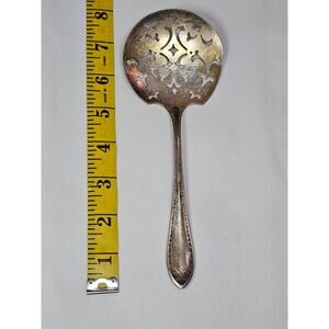 Vtg Community Plate Silver Plated Pierced Serving Spoon-Ornate Cut Out Design
